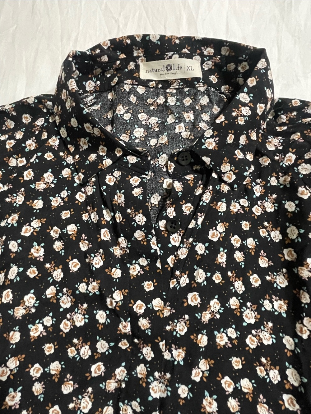 Natural Life Rebecca Midi Dress Floral Black With Cream Roses - Picture 10 of 14